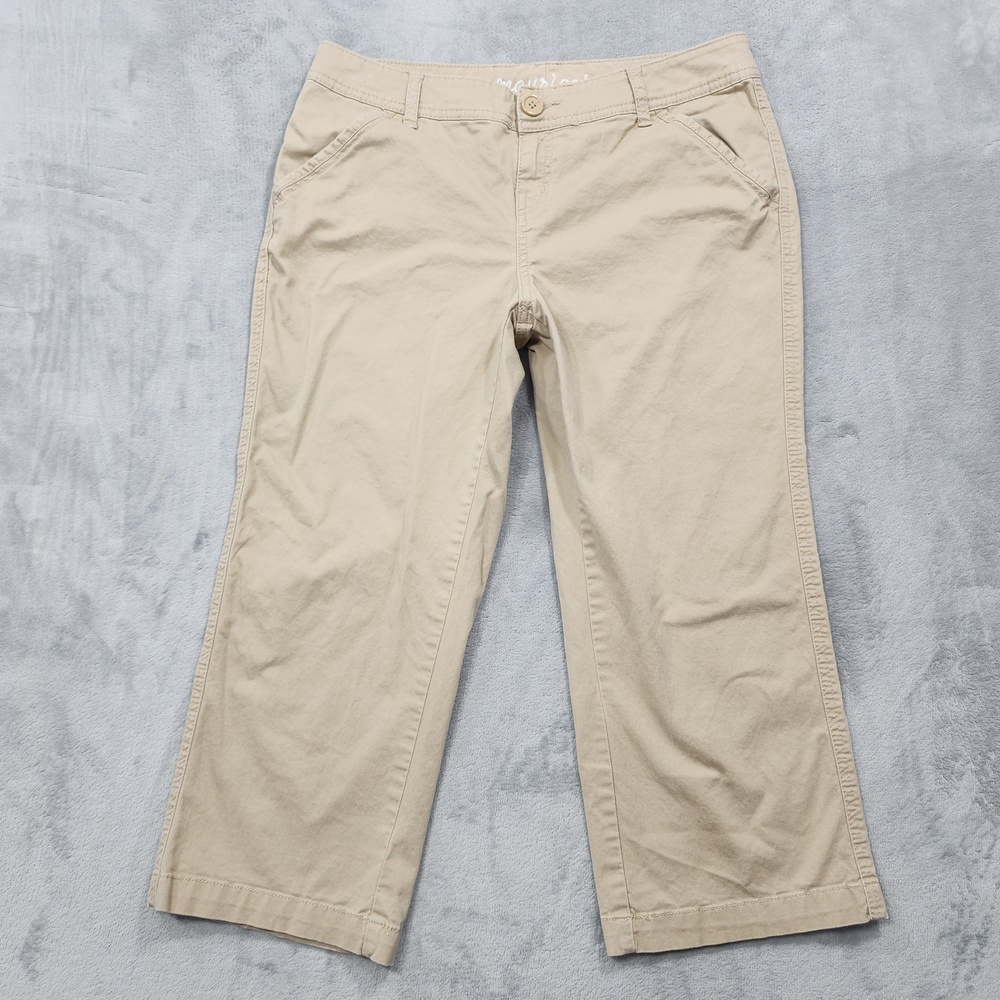 Maurices Pants Womens 9/10 Beige Mid Rise Capri Crop Straight Leg Stretch Casual
